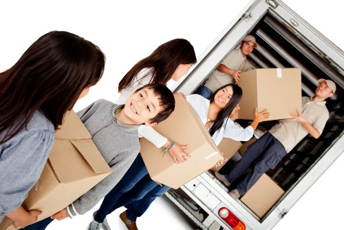 Office relocation planning in Crayford with boxes and desks