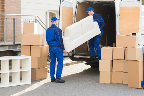 Small removals van in Crayford residential street