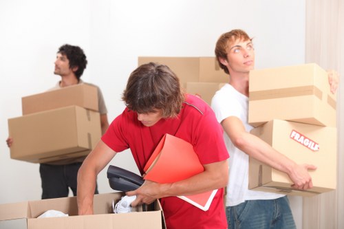 Professional movers handling compact furniture removal