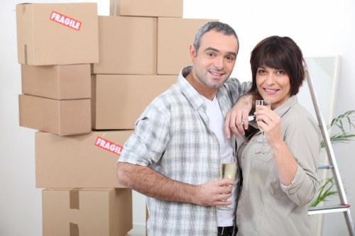 Packed boxes and furniture ready for removals in Crayford